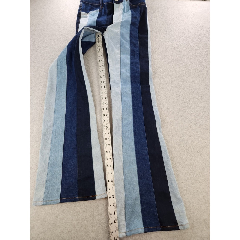 Altar'd State Jeans Sz 26 Tall Long Blue Denim Striped Flare 70s Hippie Festival - Picture 5 of 15